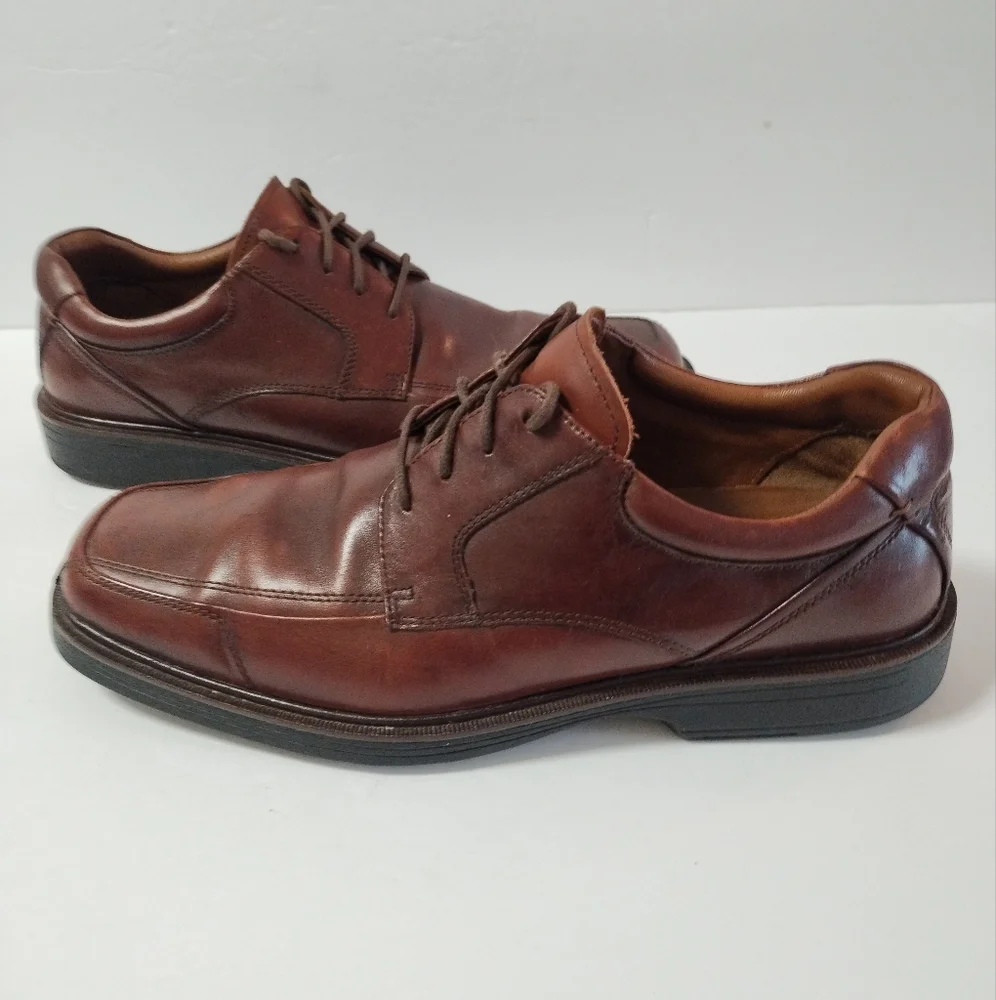 Men's Johnston & Murphy XC4 Sheepskin Leather Oxford Dress Shoes Brown Sz 9.5M